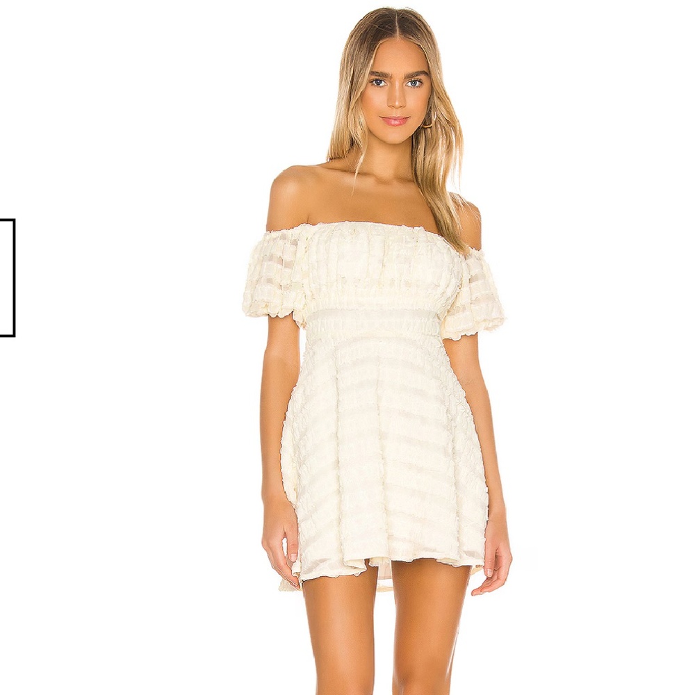 NWT‎ Majorelle Curtis White Ruffle Coquette Off The Shoulder Mini Dress Small